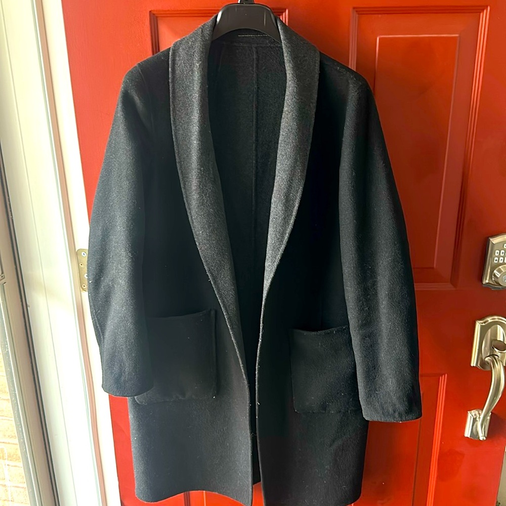 Banana Republic Reversible Wool Car Coat in Black/Charcoal